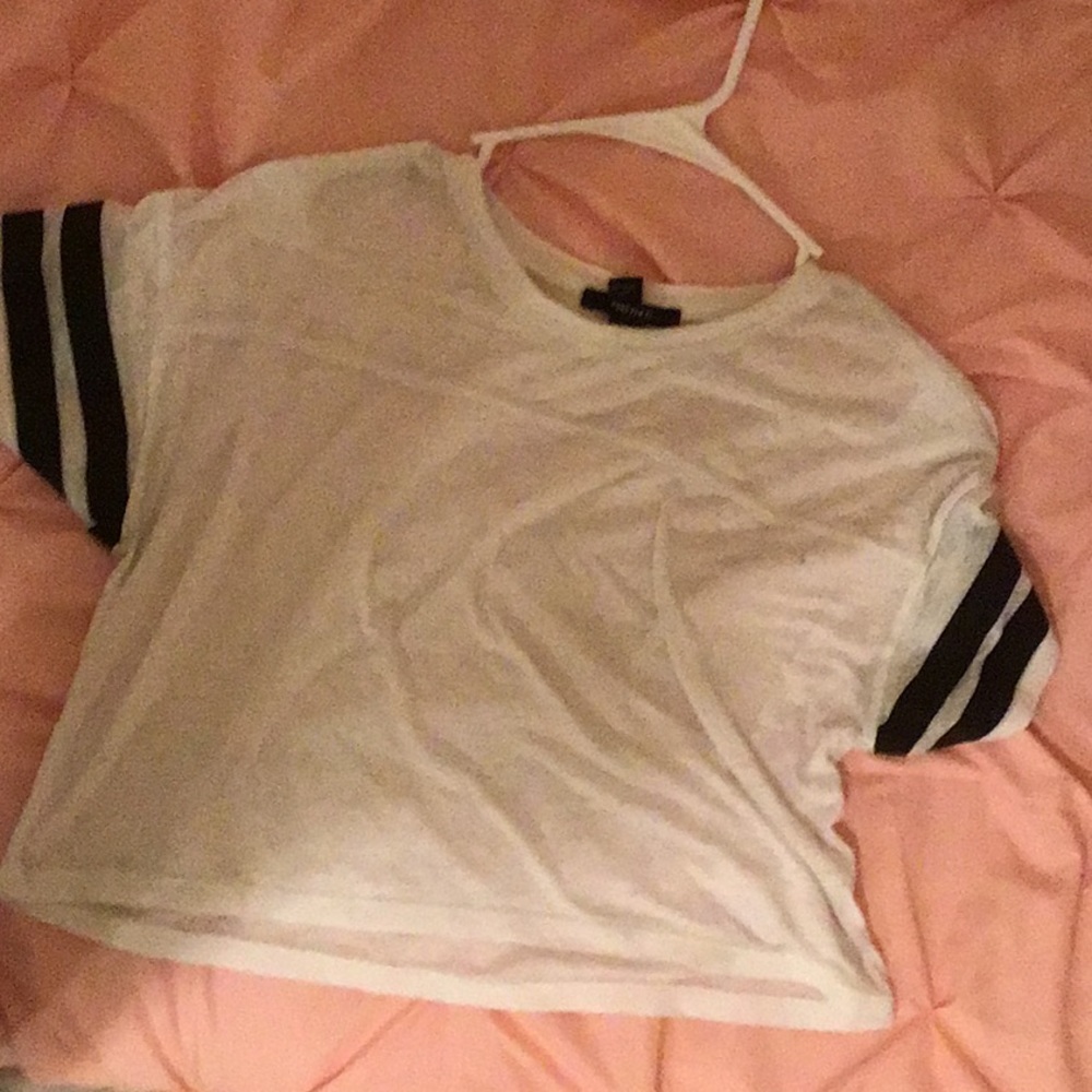 White cropped forever 21 shirt